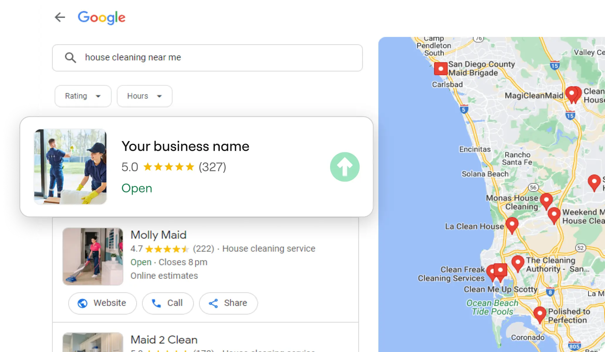 Google Maps business search screenshot